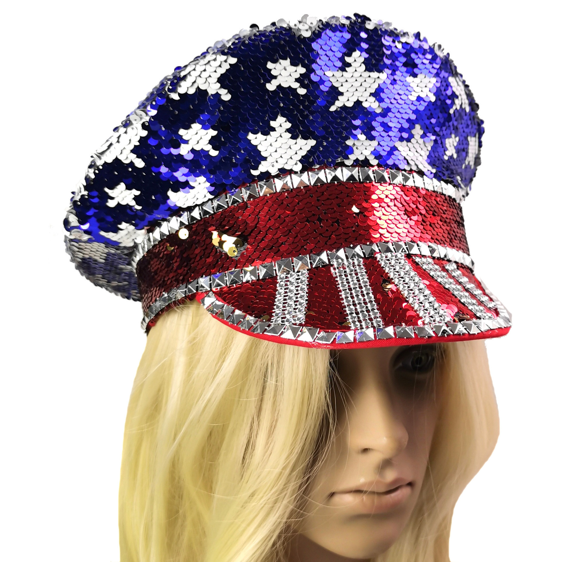 The party's the highlight of the American flag hat.