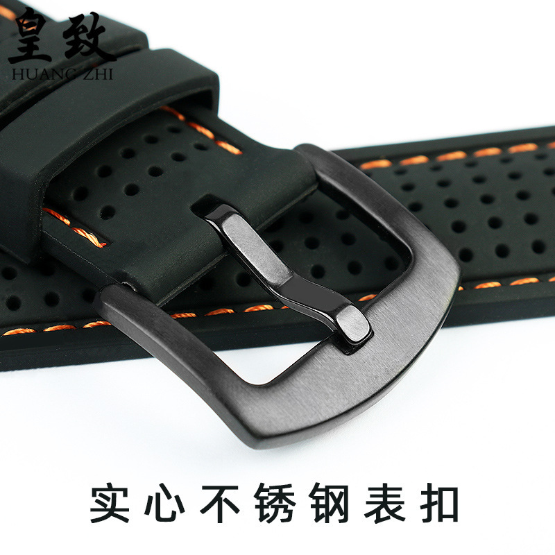 Motion for water-resistant and sweat-proof silicone wristband common rubber watch chain 19 20 21 22 23 24 mm