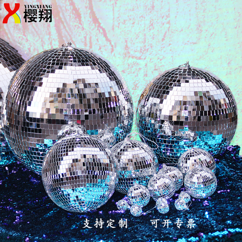 Mirror glass ball bar dyssco stage wedding window decoration reflecting ball cake for Christmas.