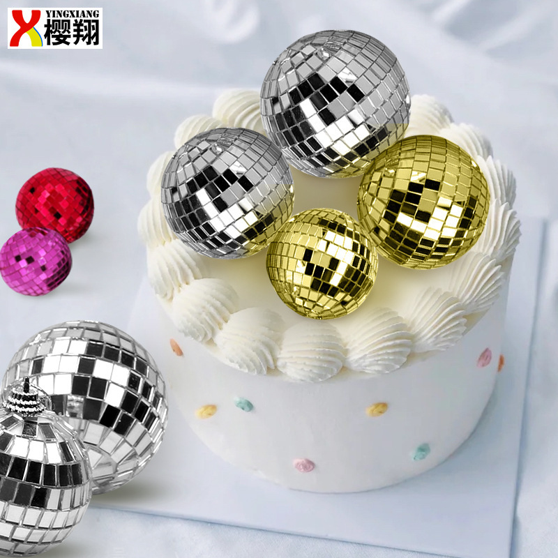 Mirror glass ball bar dyssco stage wedding window decoration reflecting ball cake for Christmas.