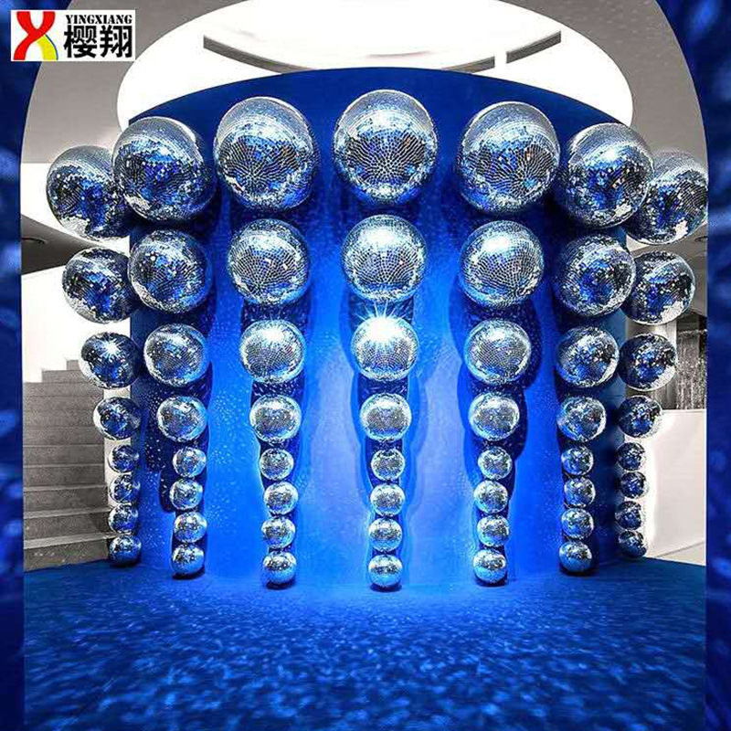 Mirror glass ball bar dyssco stage wedding window decoration reflecting ball cake for Christmas.