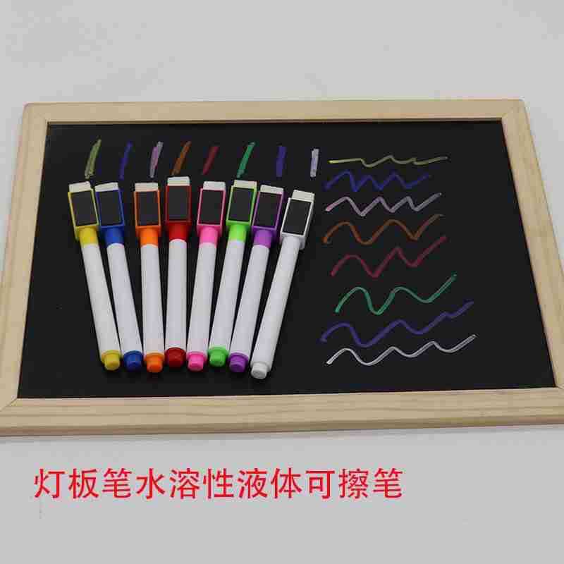 A whiteboard blackboard pen can be painted with a liquid chalk colour.