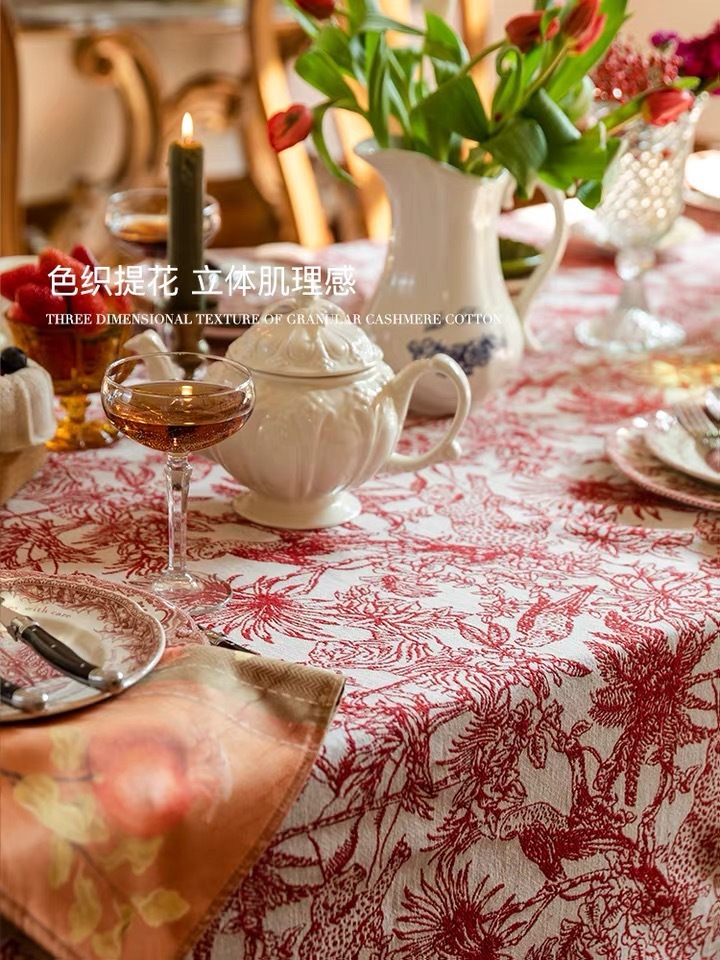 Red leopard crotch tablecloth, sofa-based, French-American.