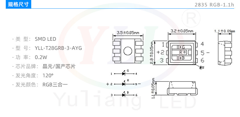 The manufacturer's current 2835 RGB triads, thin racks, high-density sequencing, long-term BIN supply.