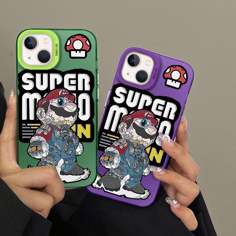 Application of the iPhone15 phone shell against double-defeated silver shell full-pack protection of the hard-shell torn Mario tide