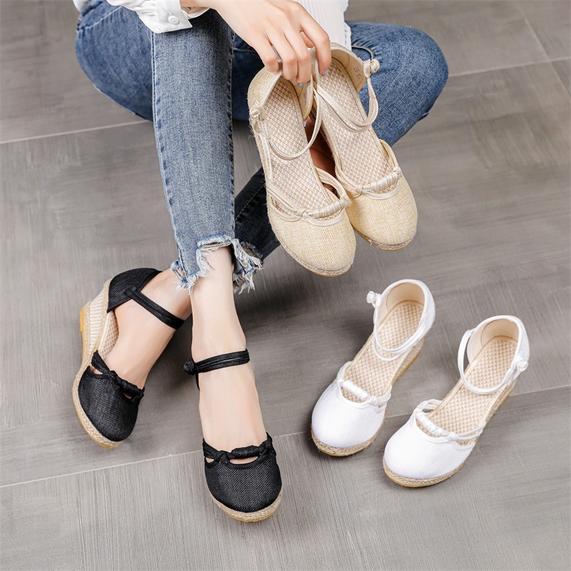 Summer Shoes Girl, 2024 New Hampshire and Euro-Rome High Heel Foreign Trade Shoes Rest Korean Shoes