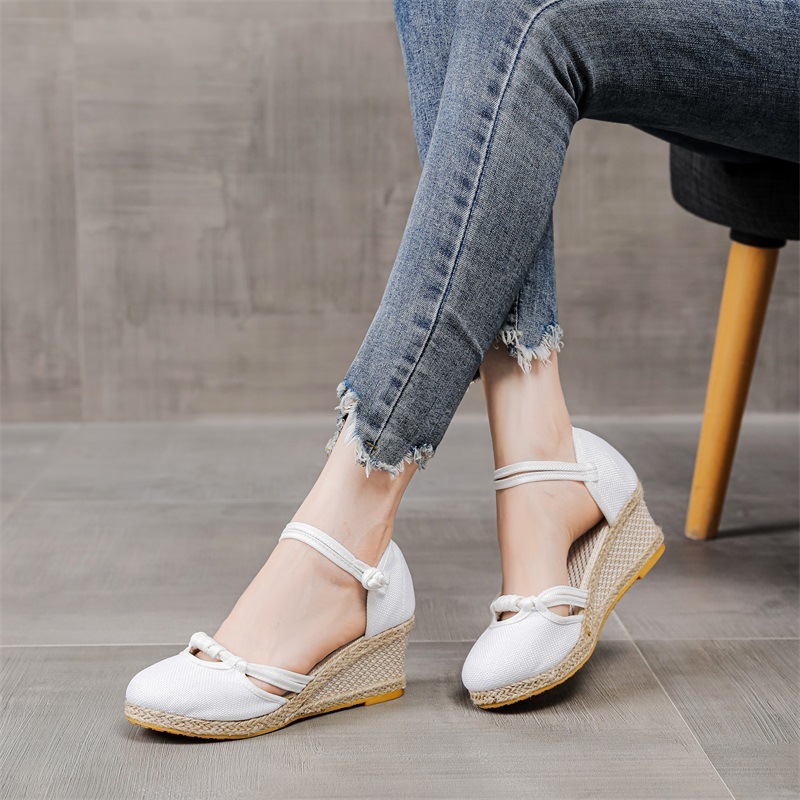 Summer Shoes Girl, 2024 New Hampshire and Euro-Rome High Heel Foreign Trade Shoes Rest Korean Shoes