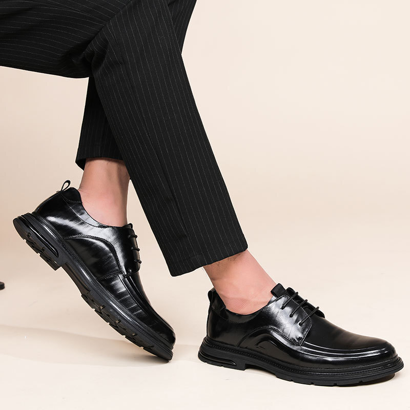 The new oxen-skin man in the fall business is wearing shoes.