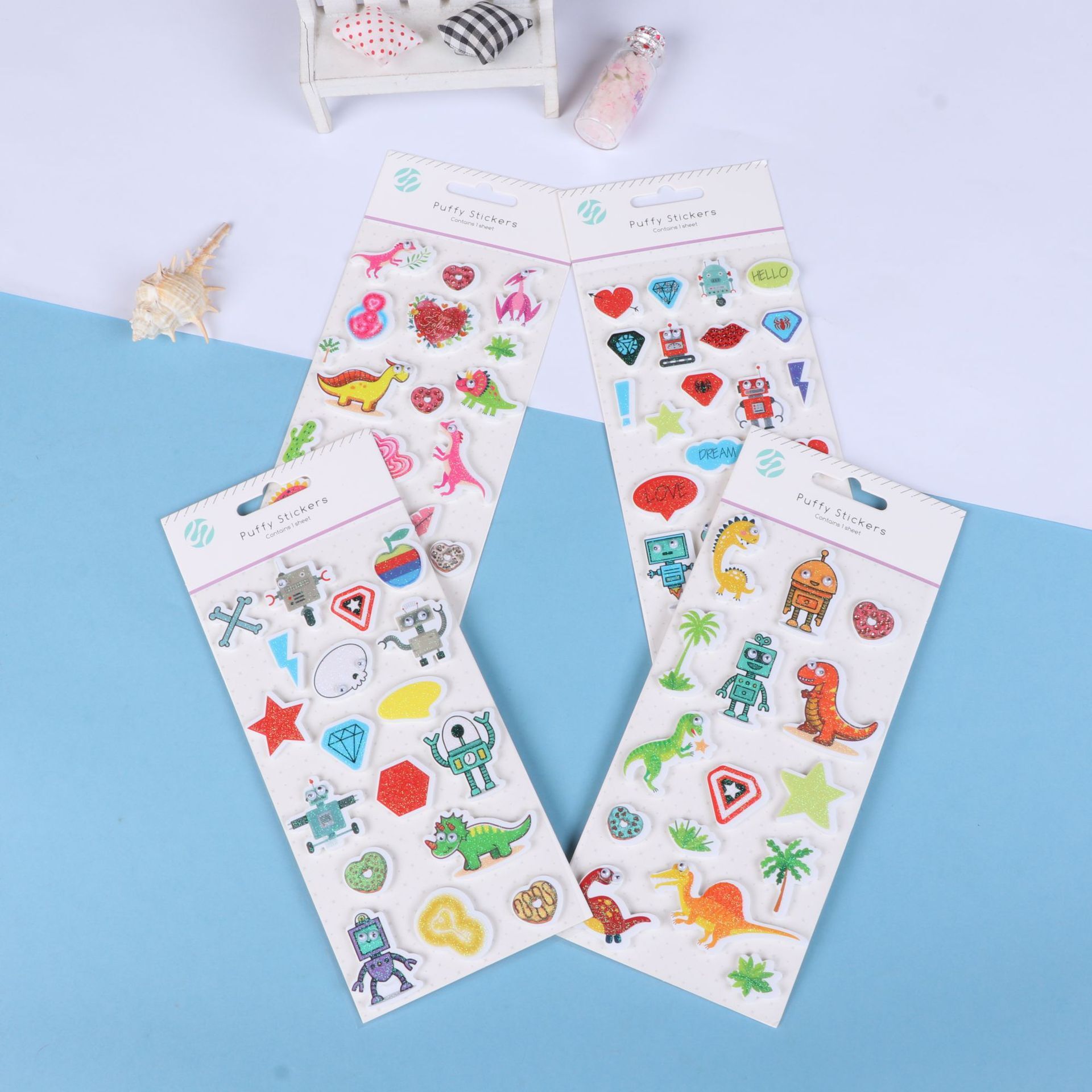 Giải thưởng nhà trẻ sản xuất sản xuất sản xuất sản phẩm đồ chơi rô bốt hoạt hình đáng yêu 3d Dinosauers dán nhãn.