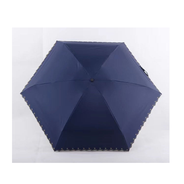 创意绣花三折迷你超轻折叠晴雨两用防紫外线礼品广告雨伞