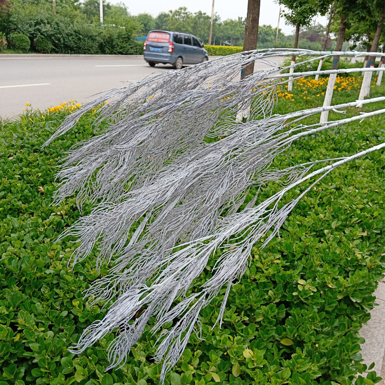 仿真雾凇迷雾草婚庆造景粉黛塑料花长杆凤尾草 婚礼