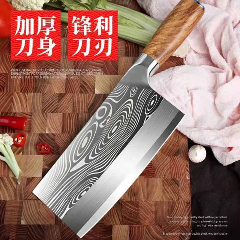 The factory is selling pear sticks and cutting them with a knife and a steel kitchen knife.