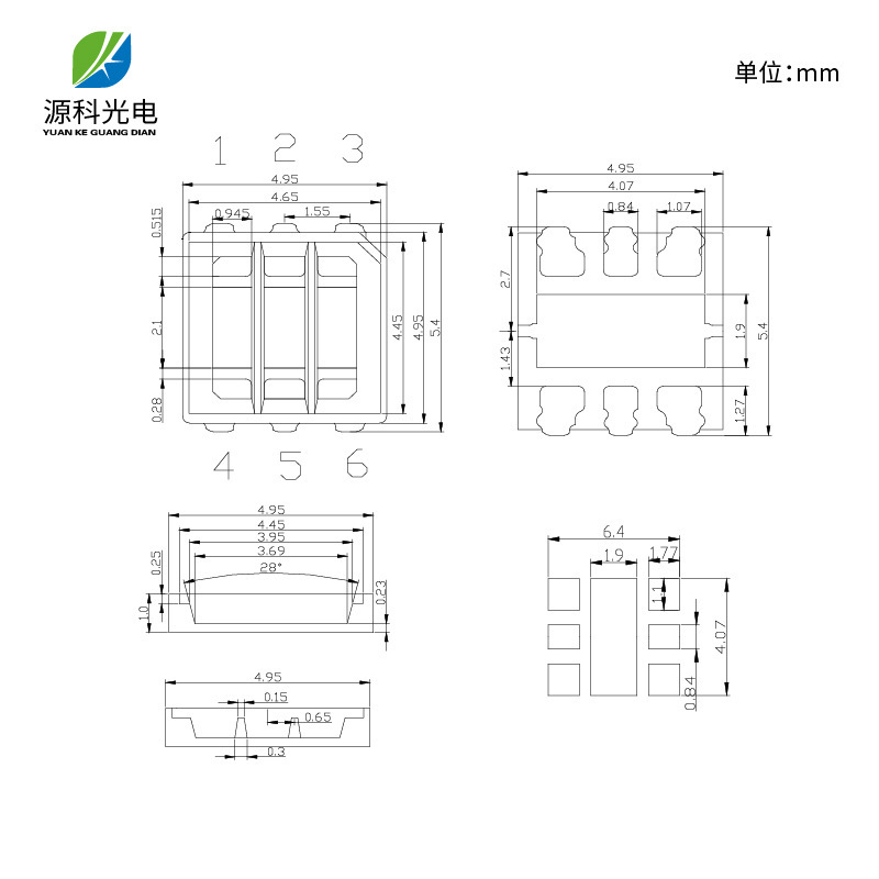 5050 RGB light beads with high pressure high power 5054rgb high power beads 6V 9V12V18V 36V