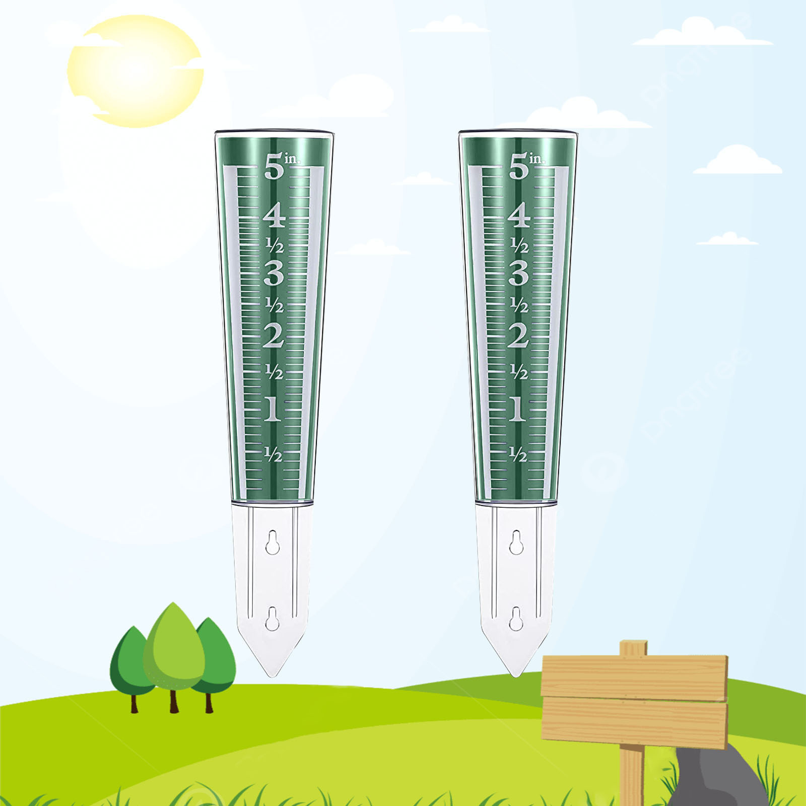 Hàng loạt các khu vườn đặc biệt, đồng hồ đo mưa, đồng hồ mưa ngoài trời, đồng hồ đo mưa vườn, được phóng đại.