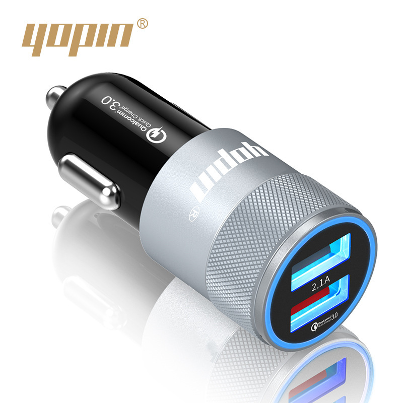 YOPIN Nạp Nhanh, bộ sạc điện thoại USB mới đôi, hợp kim nhôm qc3.0.