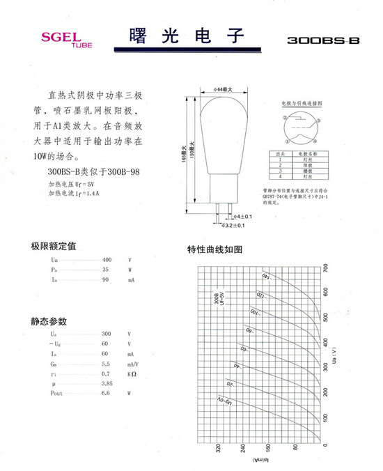 全新出口型长沙曙光电子管300BS-B代300B 质保一年真空管