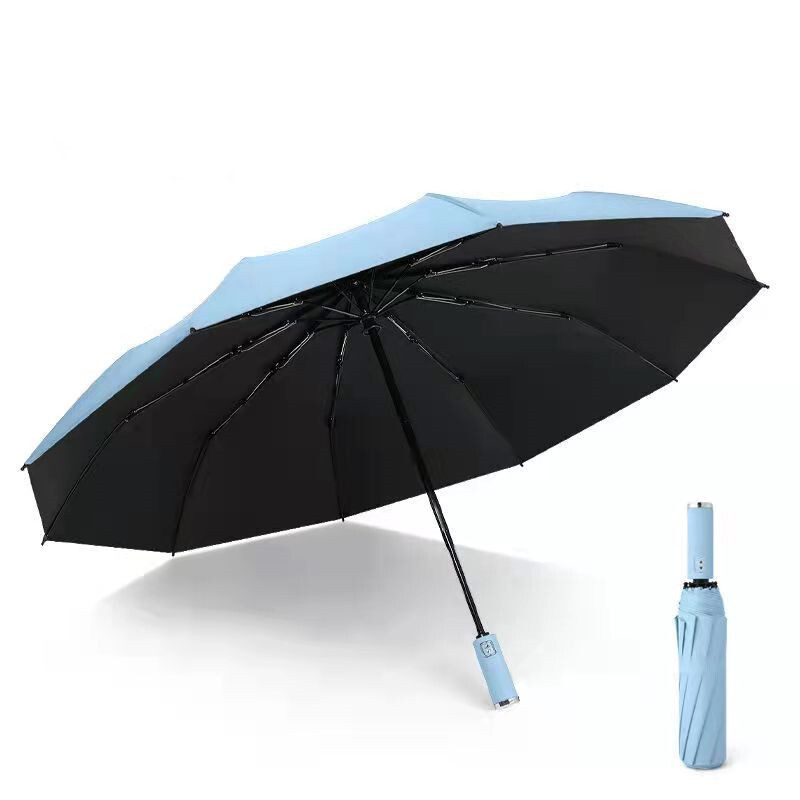 加工定製各種10骨三折自動傘黑膠晴雨傘全自動商務雨傘廣告禮品傘