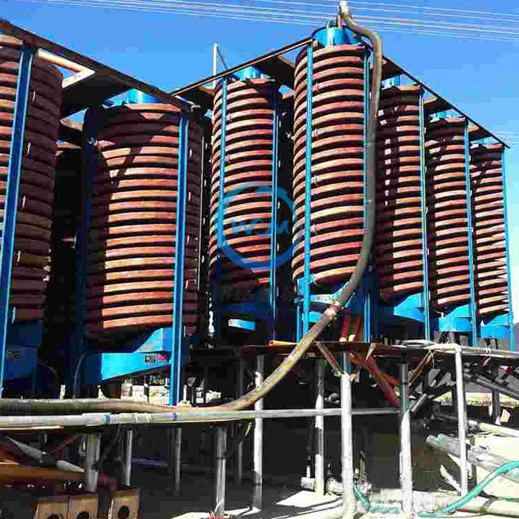 Helix sluices, red iron re-sluices, iron-rich sluices, rotating mine sluices.