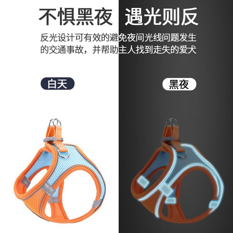 Một con thú cưng phản xạ kéo dây vào ngực.