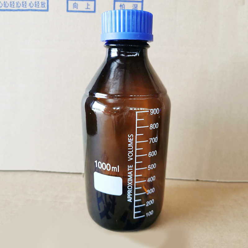 과정 주문을 받아서 만들어진 파랗 덮는, 갈색 냉각된 실크 시약 작은 유리병 시일 차 중간 파란 덮는 병 표본 병