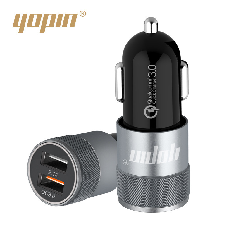 YOPIN Nạp Nhanh, bộ sạc điện thoại USB mới đôi, hợp kim nhôm qc3.0.