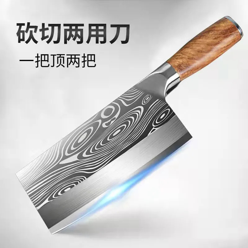 The factory is selling pear sticks and cutting them with a knife and a steel kitchen knife.