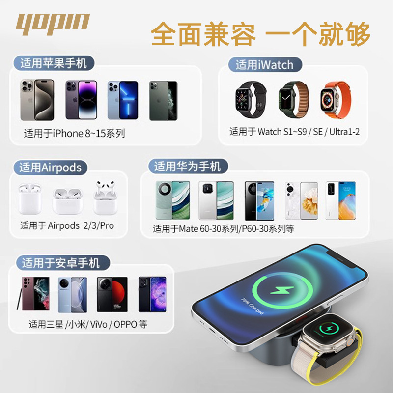 Hỗ trợ máy tính để bàn không dây ba cho iPhone15 đồng hồ đeo tay di động tùy chỉnh