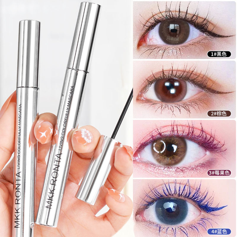 Cái ống màu bạc nhỏ màu mascara, kem chống mồ hôi cực kỳ dài, khô, tóc xoắn.