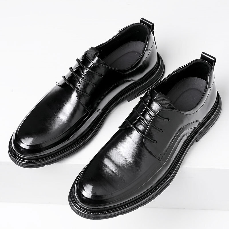 The new oxen-skin man in the fall business is wearing shoes.