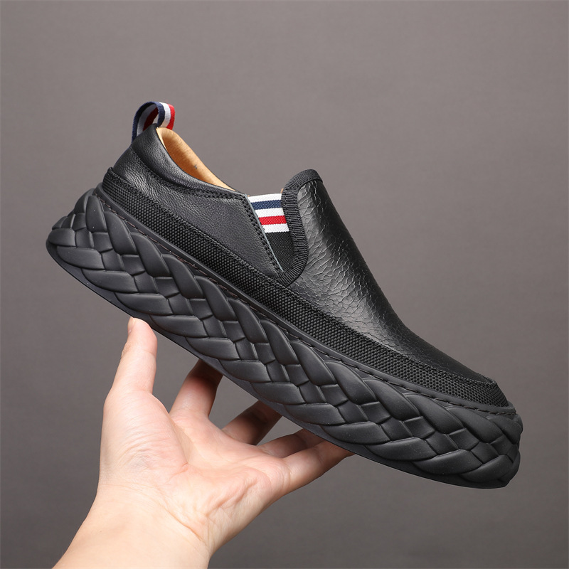 A man with a pair of shoes is a man with real shoes.