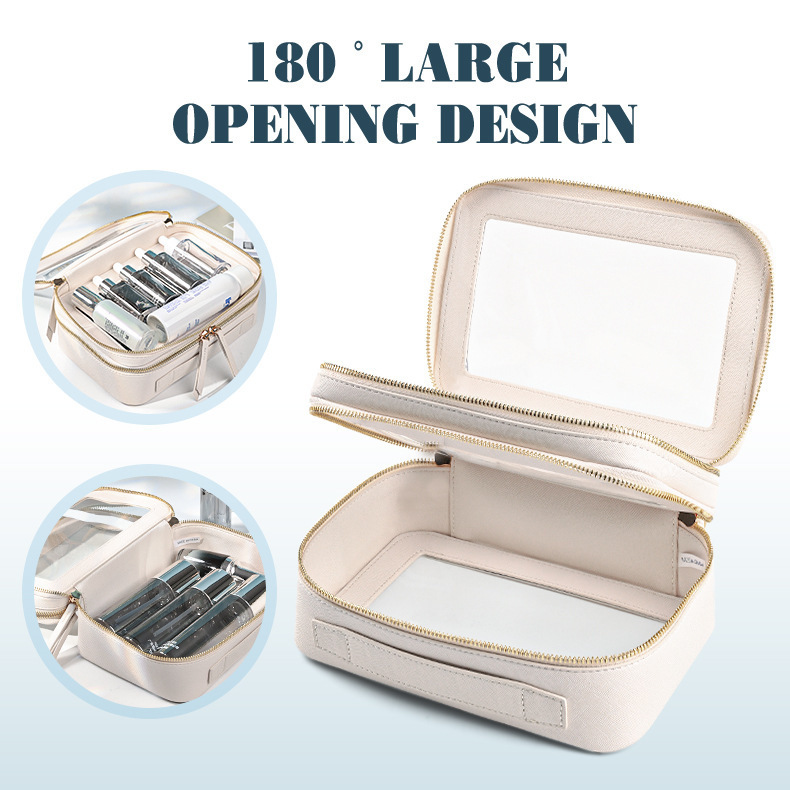 Large-capacity make-up pack PVC waterproof make-up pack with a PU single, transparent hand-held make-up bag