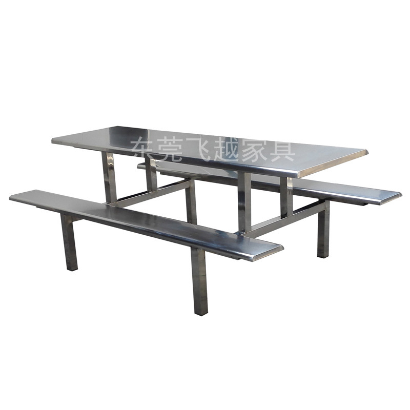 A table of stainless steel fast-food tables for the staff of the student factory at the dining room table for 4 or 8 people