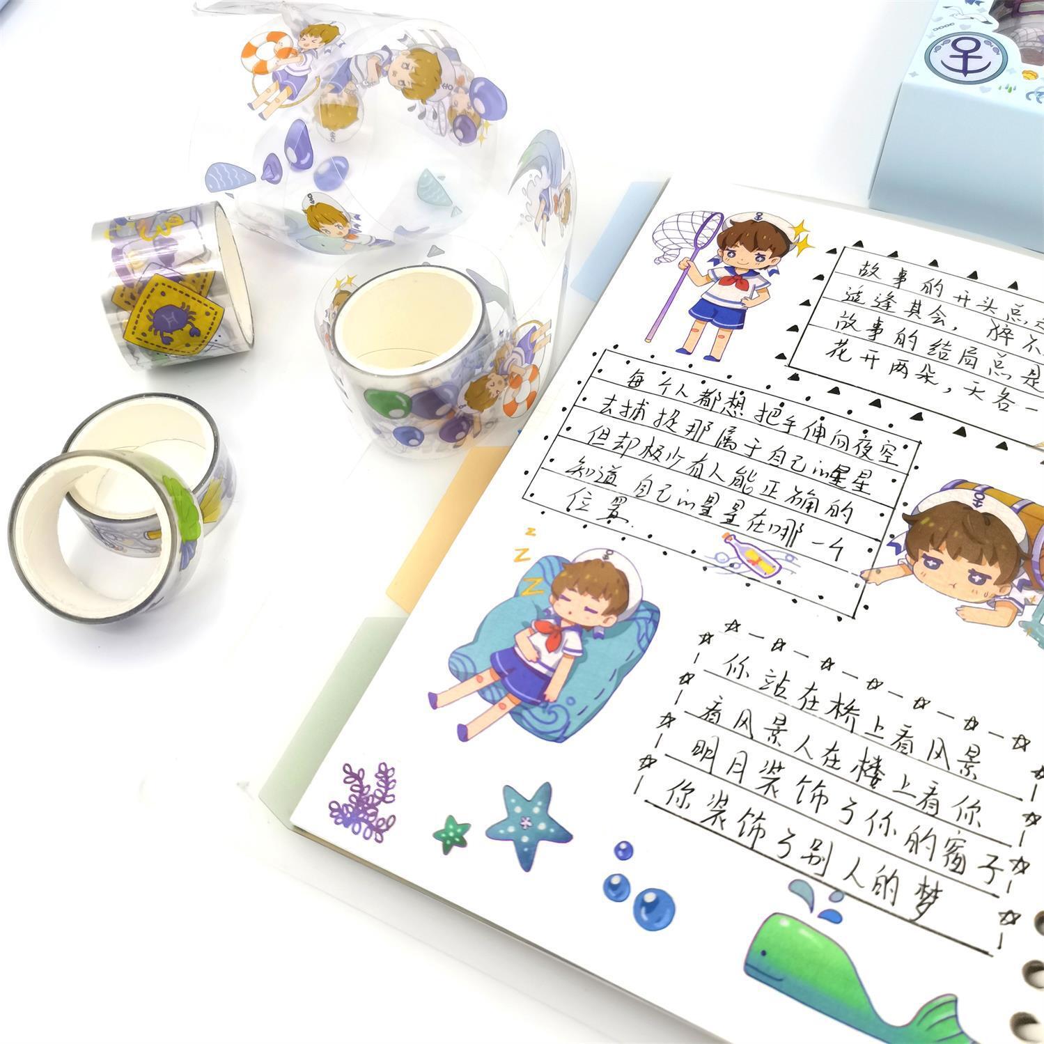 Tùy chỉnh băng dính dính dính tán xạ với hộp mực chống thấm nước cho việc in sổ tay màu sắc dễ thương cho băng trong suốt