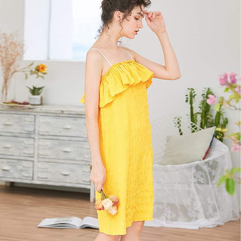 Bộ trang phục màu mùa hè, váy ngủ dài hạn, váy pyjama, vải đẹp.