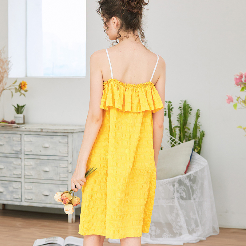 Bộ trang phục màu mùa hè, váy ngủ dài hạn, váy pyjama, vải đẹp.