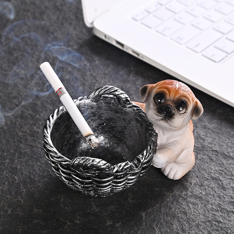 Personally creative ashtray to the ash flight room home cute office dog smokeproof gift set.