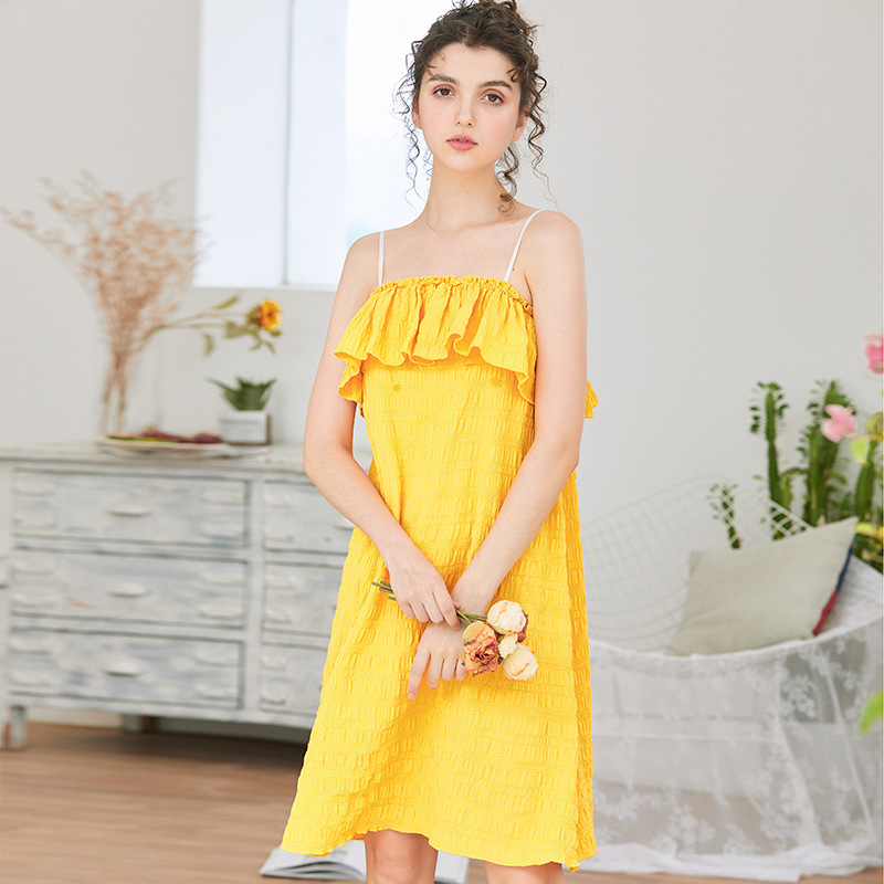 Bộ trang phục màu mùa hè, váy ngủ dài hạn, váy pyjama, vải đẹp.