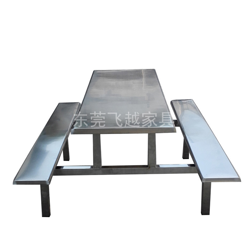 A table of stainless steel fast-food tables for the staff of the student factory at the dining room table for 4 or 8 people