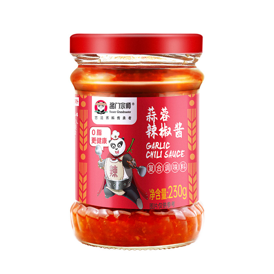 酱门宗师0脂肪蒜蓉辣椒酱230g*12无油低脂辣椒酱蒜蓉香辣拌饭拌面
