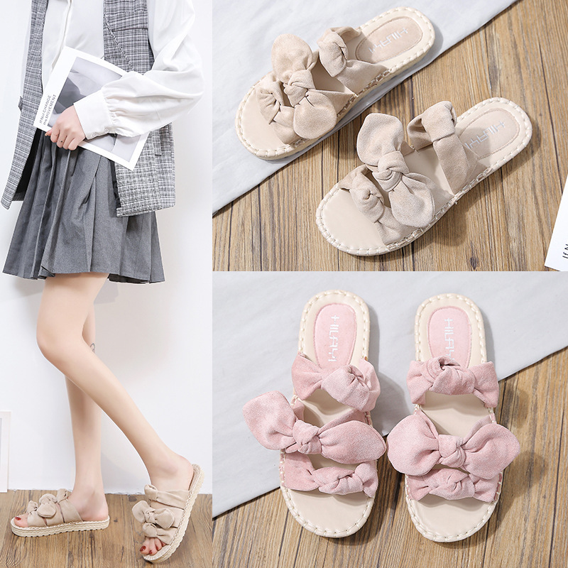 Korean butterflies and slipper girls wear 2022 fresh, fresh-shoe-weave bottom butterflies.