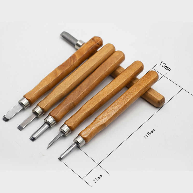 3-12 sets of red wood engraving knife sets with hand-made drawings of an engraving knife kit