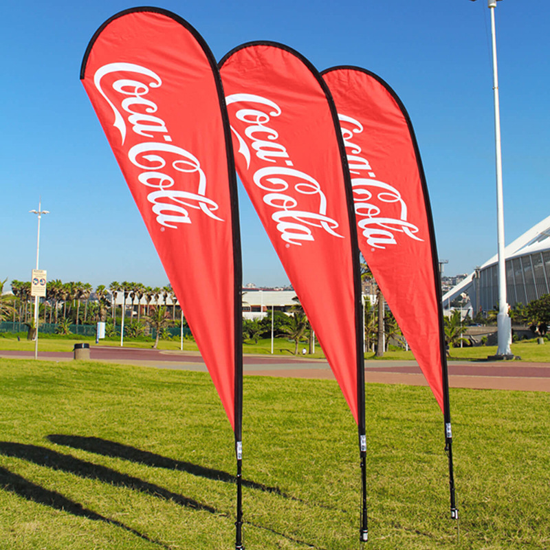 The outdoor weather beach flag is customised with a double-sided print flag and a waterway flag.