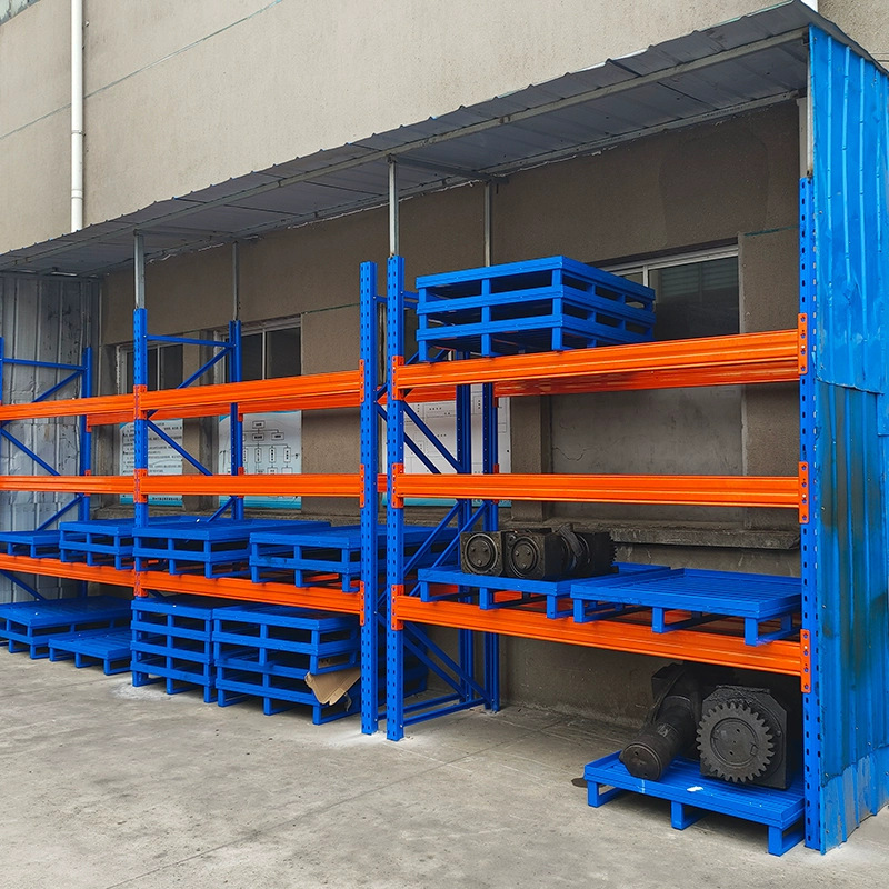 A steel forklift tray, a heavy shelf storage pallet, a metal platinum.