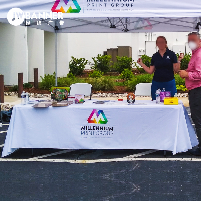 The cross-border tablecloth factory customised the logo display ads for the promotion table.