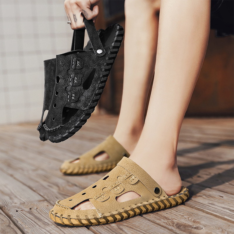 A man with sandals and sandals for summer.