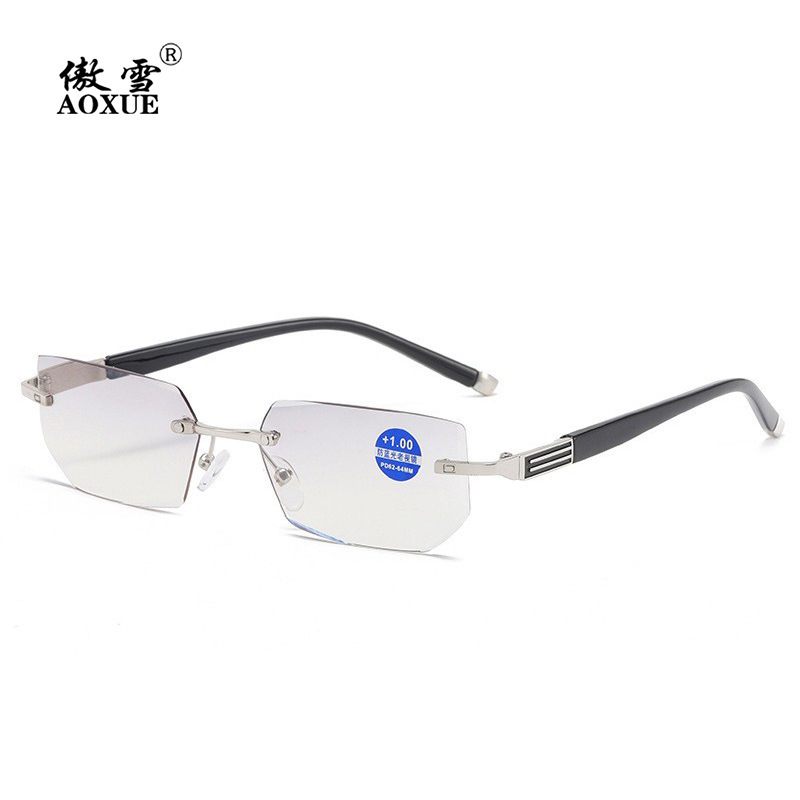 Cross-border fashion, old-time mirror man, blue-light-free diamond cut-in-the-box metal glasses.