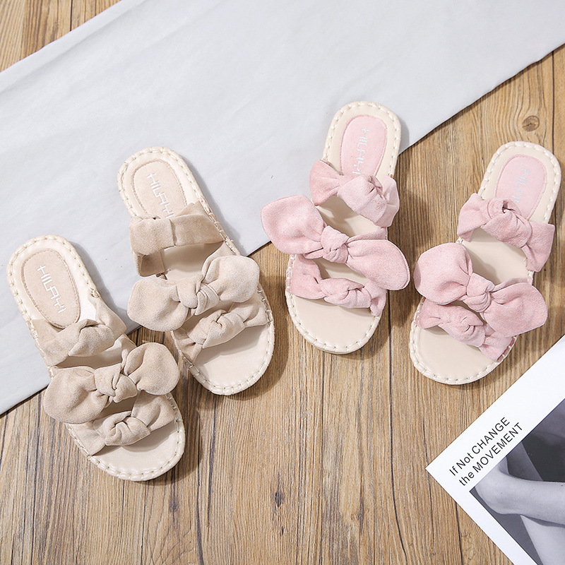 Korean butterflies and slipper girls wear 2022 fresh, fresh-shoe-weave bottom butterflies.