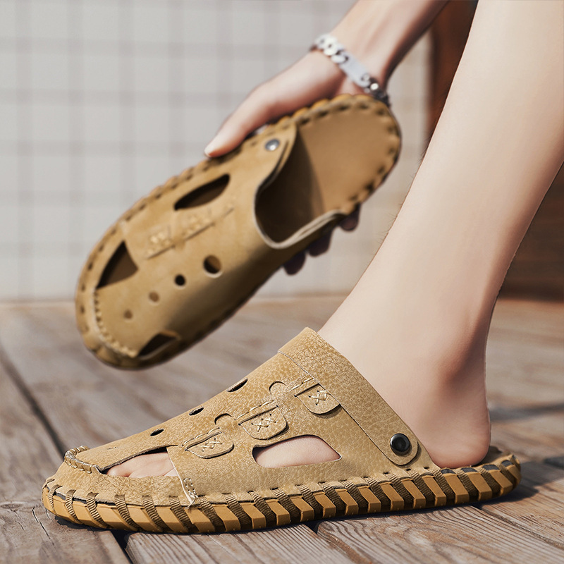 A man with sandals and sandals for summer.
