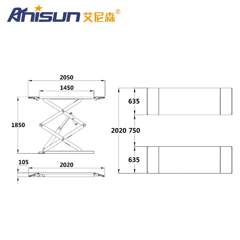 Enison B32Y cut car lifts, extended panel lifter car repairer, direct camp