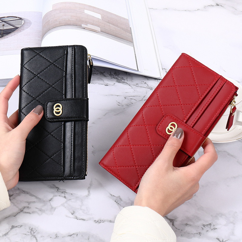 Cross-border Slinker Zero Wallet with multiple-digit large-capacity card bag buttoned to a lady's wallet with 20% of its pure colour.